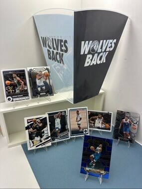 Anthony Edwards 8 card lot + Timberwolves Game Bought Promotional Popcorn Bucket